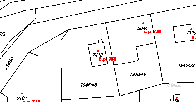 Beroun-Závodí 958, Beroun na parcele st. 7419 v KÚ Beroun, Katastrální mapa