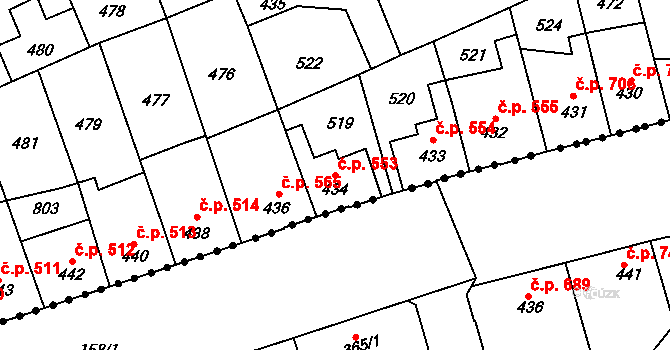 Kralupy nad Vltavou 553 na parcele st. 434 v KÚ Lobeč, Katastrální mapa
