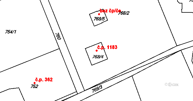Bludovice 1183, Havířov na parcele st. 768/4 v KÚ Bludovice, Katastrální mapa
