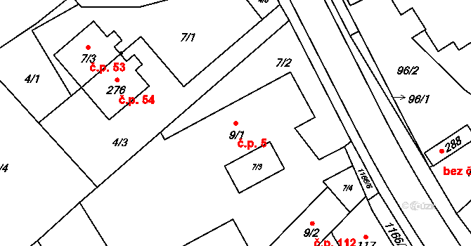 Chromeč 5 na parcele st. 9/1 v KÚ Chromeč, Katastrální mapa