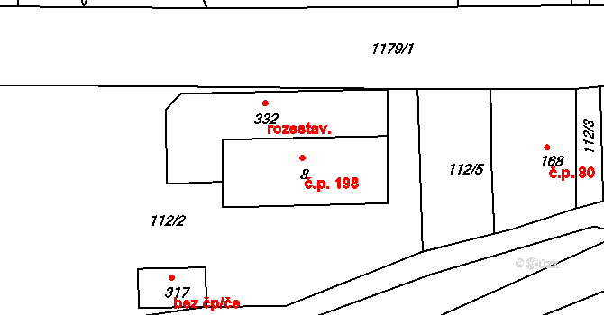 Horní Kamenice 198, Česká Kamenice na parcele st. 8 v KÚ Horní Kamenice, Katastrální mapa