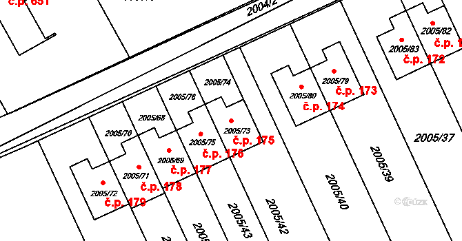 Mizerov 175, Karviná na parcele st. 2005/73 v KÚ Karviná-město, Katastrální mapa