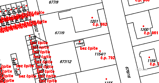 Vodňany 93444737 na parcele st. 1154/2 v KÚ Vodňany, Katastrální mapa