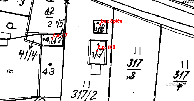 Dolní Sekyřany 162, Heřmanova Huť na parcele st. 317/7 v KÚ Dolní Sekyřany, Katastrální mapa