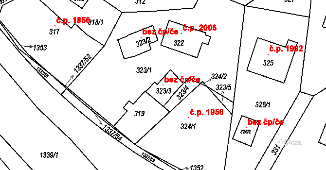 Rožnov pod Radhoštěm 101713738 na parcele st. 323/3 v KÚ Tylovice, Katastrální mapa