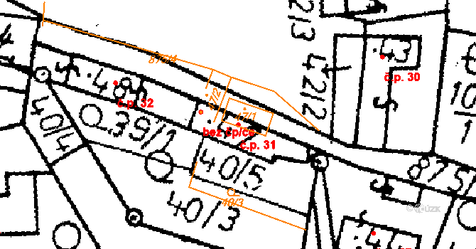 Petrovice I 31 na parcele st. 47/1 v KÚ Petrovice I, Katastrální mapa