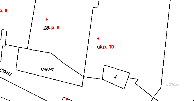 Mokrá 10, Čichalov na parcele st. 19 v KÚ Mokrá u Chyší, Katastrální mapa
