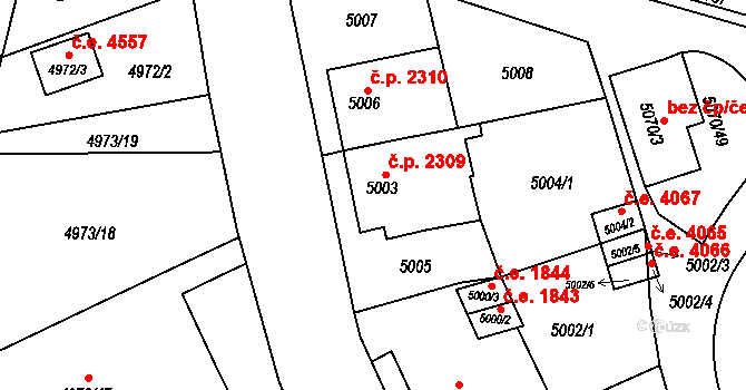 Jihlava 2309 na parcele st. 5003 v KÚ Jihlava, Katastrální mapa