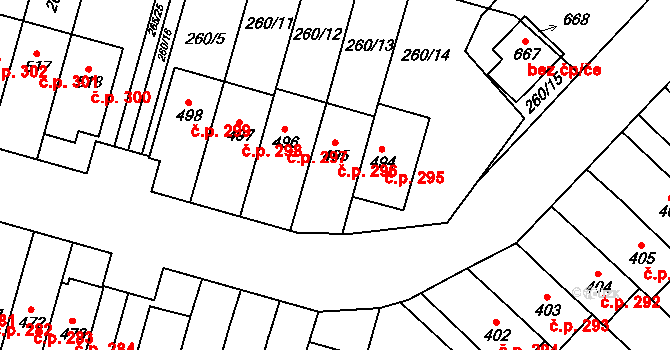 Velký Beranov 296 na parcele st. 495 v KÚ Velký Beranov, Katastrální mapa
