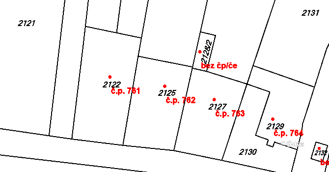 Rýmařov 762 na parcele st. 2125 v KÚ Rýmařov, Katastrální mapa