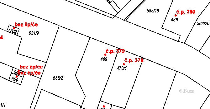 Osek 379 na parcele st. 469 v KÚ Osek u Duchcova, Katastrální mapa
