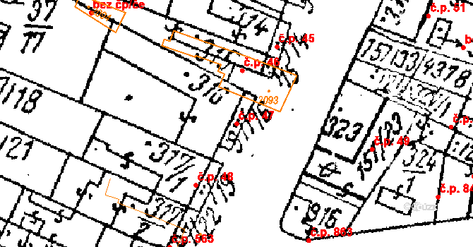 Lanžhot 47 na parcele st. 316 v KÚ Lanžhot, Katastrální mapa