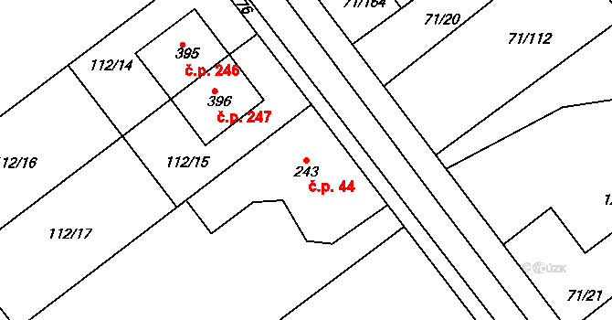 Sulejovice 44 na parcele st. 243 v KÚ Sulejovice, Katastrální mapa