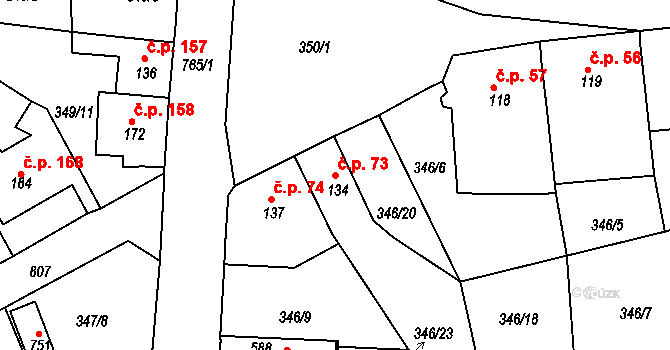 Maršov 73, Krupka na parcele st. 134 v KÚ Maršov u Krupky, Katastrální mapa
