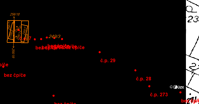 Chvalovice 29 na parcele st. 263/2 v KÚ Chvalovice, Katastrální mapa