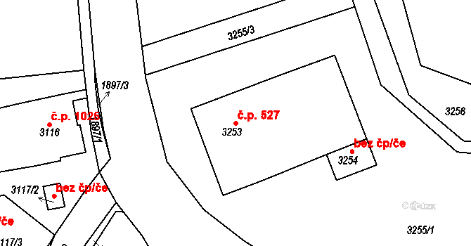 Smržovka 527 na parcele st. 3253 v KÚ Smržovka, Katastrální mapa