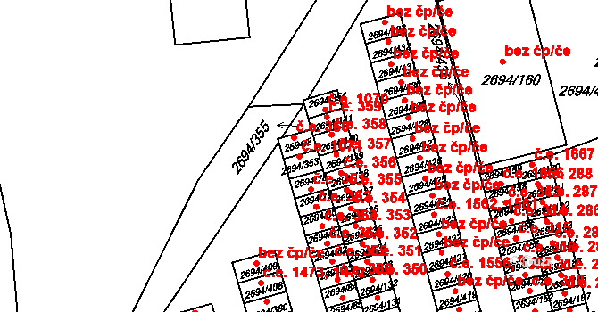 Pelhřimov 1071 na parcele st. 2694/353 v KÚ Pelhřimov, Katastrální mapa