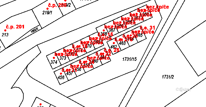 Ostrov u Macochy 25 na parcele st. 461 v KÚ Ostrov u Macochy, Katastrální mapa