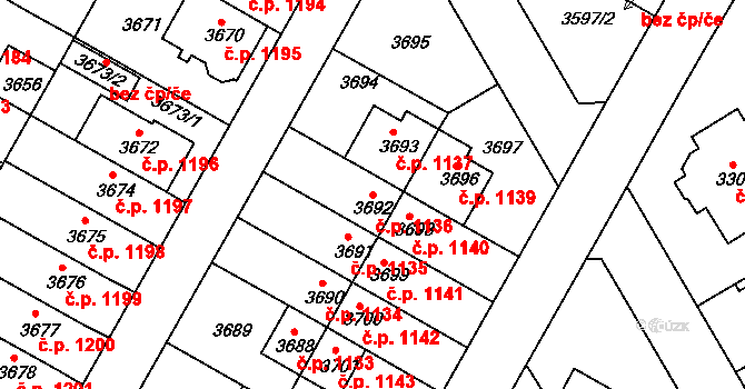 Dejvice 1136, Praha na parcele st. 3692 v KÚ Dejvice, Katastrální mapa