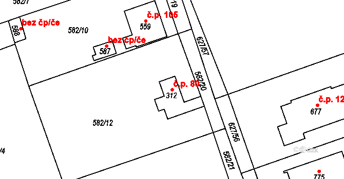Svinaře 80 na parcele st. 902 v KÚ Svinaře, Katastrální mapa