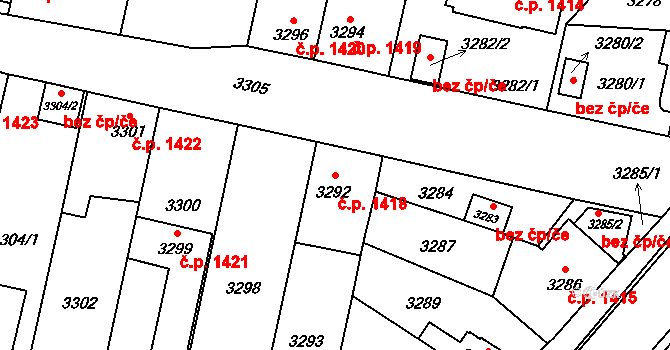 České Budějovice 7 1418, České Budějovice na parcele st. 3292 v KÚ České Budějovice 7, Katastrální mapa