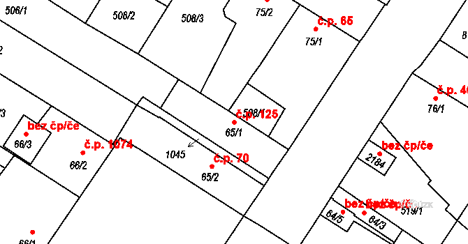 Sezimovo Ústí 125 na parcele st. 65/1 v KÚ Sezimovo Ústí, Katastrální mapa