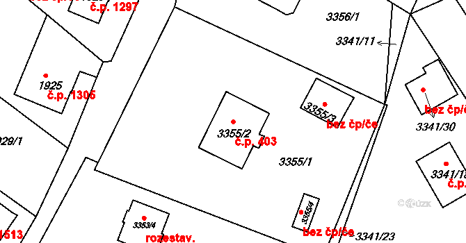 Rumburk 1 403, Rumburk na parcele st. 3355/2 v KÚ Rumburk, Katastrální mapa