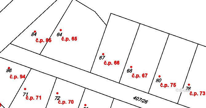 Vrbová Lhota 66 na parcele st. 67 v KÚ Vrbová Lhota, Katastrální mapa