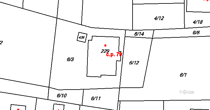 Zborná 79, Jihlava na parcele st. 229 v KÚ Zborná, Katastrální mapa