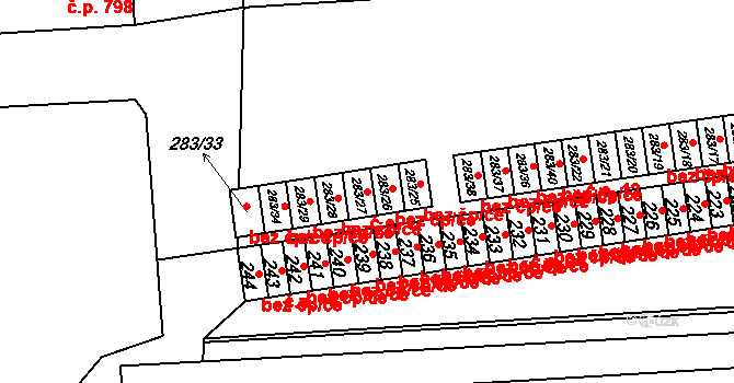Pohořelice 17 na parcele st. 283/27 v KÚ Pohořelice nad Jihlavou, Katastrální mapa