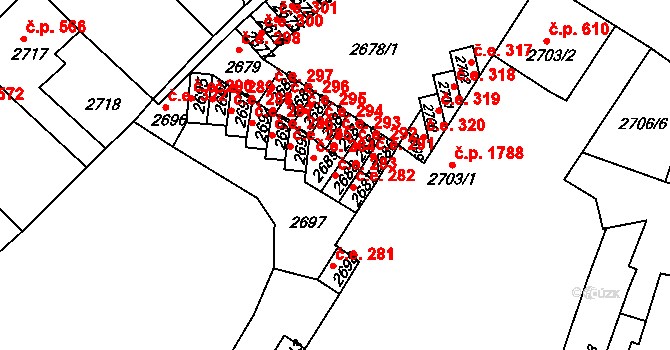 Děčín VI-Letná 283, Děčín na parcele st. 2688 v KÚ Podmokly, Katastrální mapa