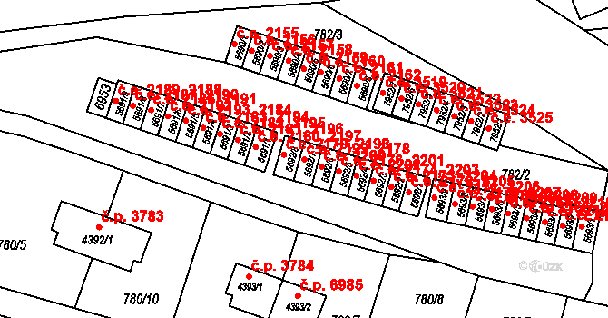 Zlín 2178,2199 na parcele st. 5692/7 v KÚ Zlín, Katastrální mapa