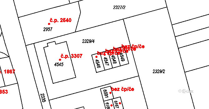 Kroměříž 44979738 na parcele st. 4547 v KÚ Kroměříž, Katastrální mapa