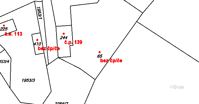 Týnec nad Sázavou 45413738 na parcele st. 65 v KÚ Pecerady, Katastrální mapa