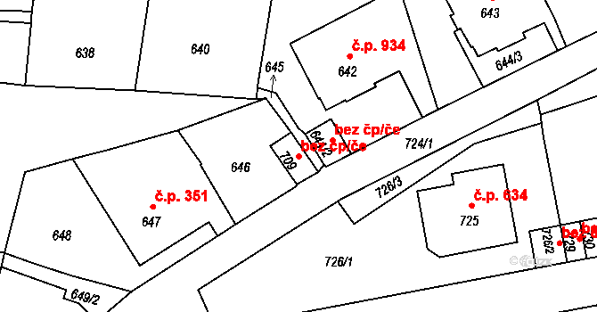 Děčín 48578738 na parcele st. 709 v KÚ Podmokly, Katastrální mapa