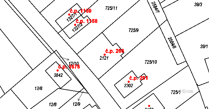 Hlinsko 266 na parcele st. 2121 v KÚ Hlinsko v Čechách, Katastrální mapa