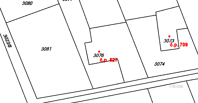 Stonava 527 na parcele st. 3076 v KÚ Stonava, Katastrální mapa