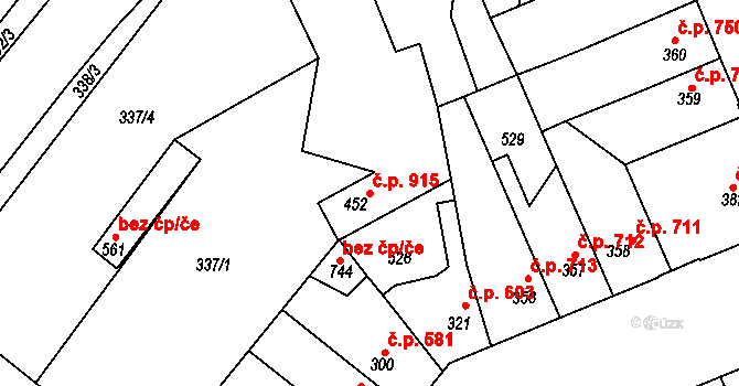 Kralupy nad Vltavou 915 na parcele st. 452 v KÚ Lobeč, Katastrální mapa