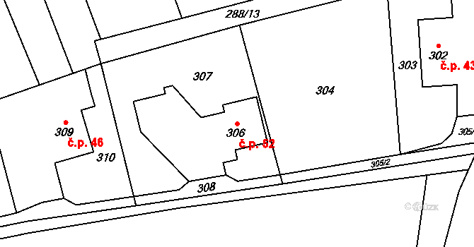 Koukolná 52, Dětmarovice na parcele st. 306 v KÚ Koukolná, Katastrální mapa