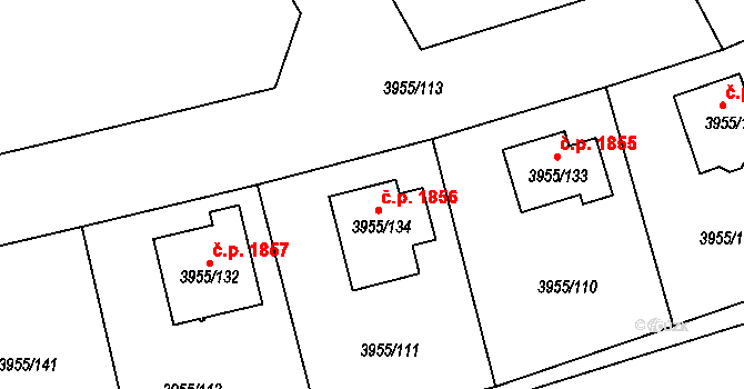 Chotěboř 1856 na parcele st. 3955/134 v KÚ Chotěboř, Katastrální mapa