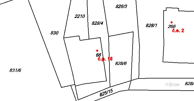 Markvartice 18, Zubčice na parcele st. 66 v KÚ Zubčice, Katastrální mapa