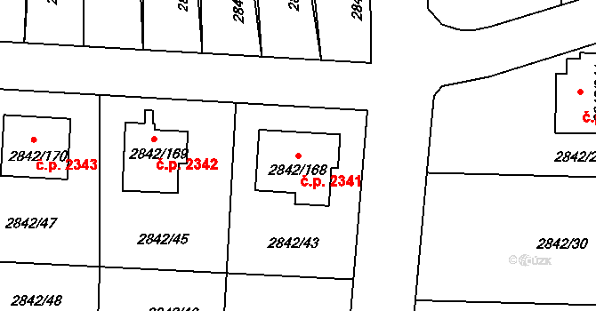 Louny 2341 na parcele st. 2842/168 v KÚ Louny, Katastrální mapa