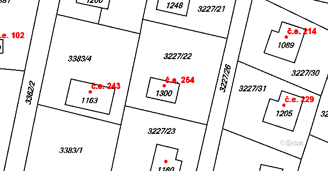Hvozdec 254, Poříčí nad Sázavou na parcele st. 1300 v KÚ Poříčí nad Sázavou, Katastrální mapa