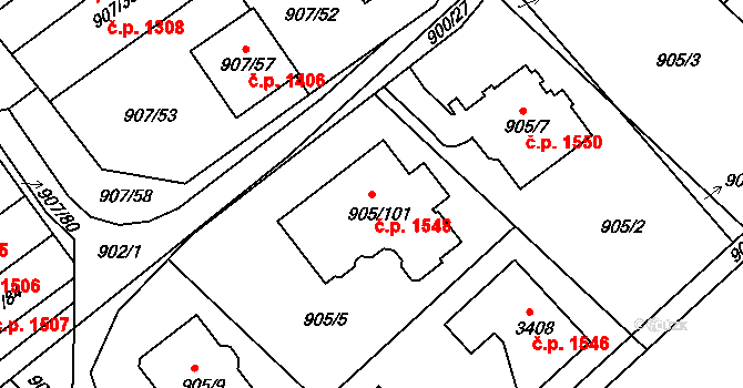 Rychnov nad Kněžnou 1548 na parcele st. 905/101 v KÚ Rychnov nad Kněžnou, Katastrální mapa