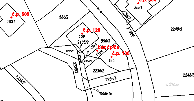 Zlín 99059738 na parcele st. 1104 v KÚ Mladcová, Katastrální mapa