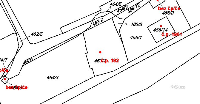 Holešov 192 na parcele st. 463/1 v KÚ Holešov, Katastrální mapa