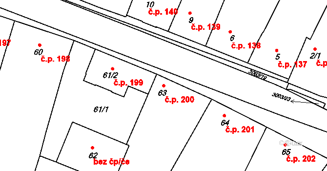Blížkovice 200 na parcele st. 63 v KÚ Ves Blížkovice, Katastrální mapa