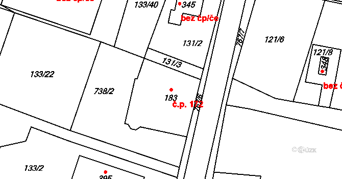 Dolní Lukavice 172 na parcele st. 183 v KÚ Dolní Lukavice, Katastrální mapa