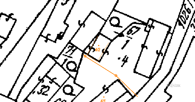 Mileč 120450739 na parcele st. 4/2 v KÚ Želvice, Katastrální mapa