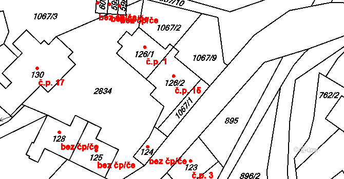 Michovka 15, Koberovy na parcele st. 126/2 v KÚ Besedice, Katastrální mapa